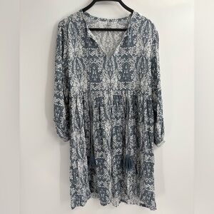 Made in India Y2K bohemian boho blue floral prairie coquette long sleeve medium